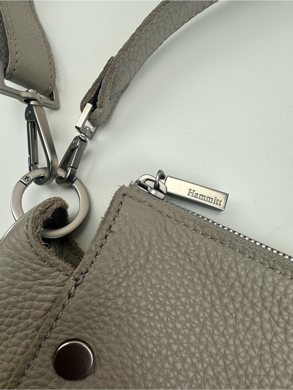 Hammitt Bryant Medium Pewter Pebble Leather Shoulder Bag Brushed Silver Hardware - Picture 4 of 12